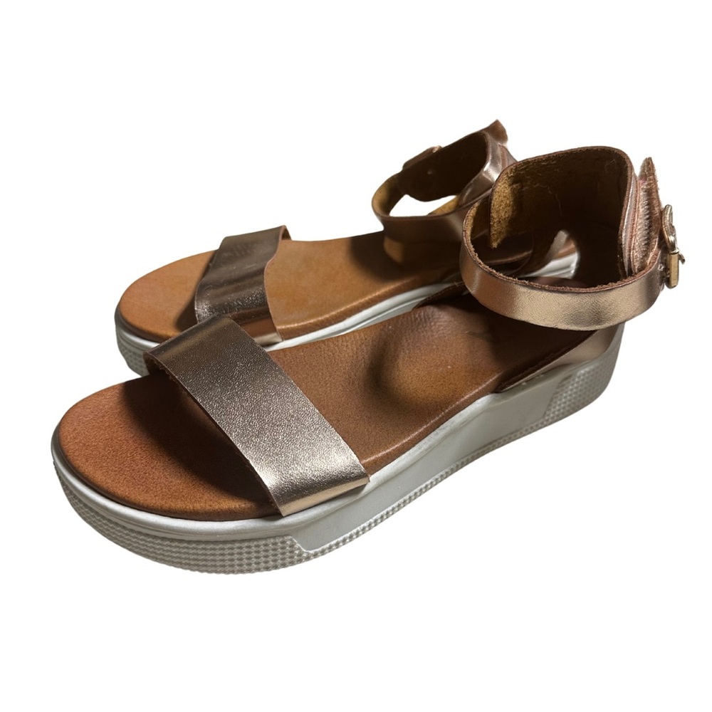 Mia Bronze Leather Strap Sandals Girls Shoe Size